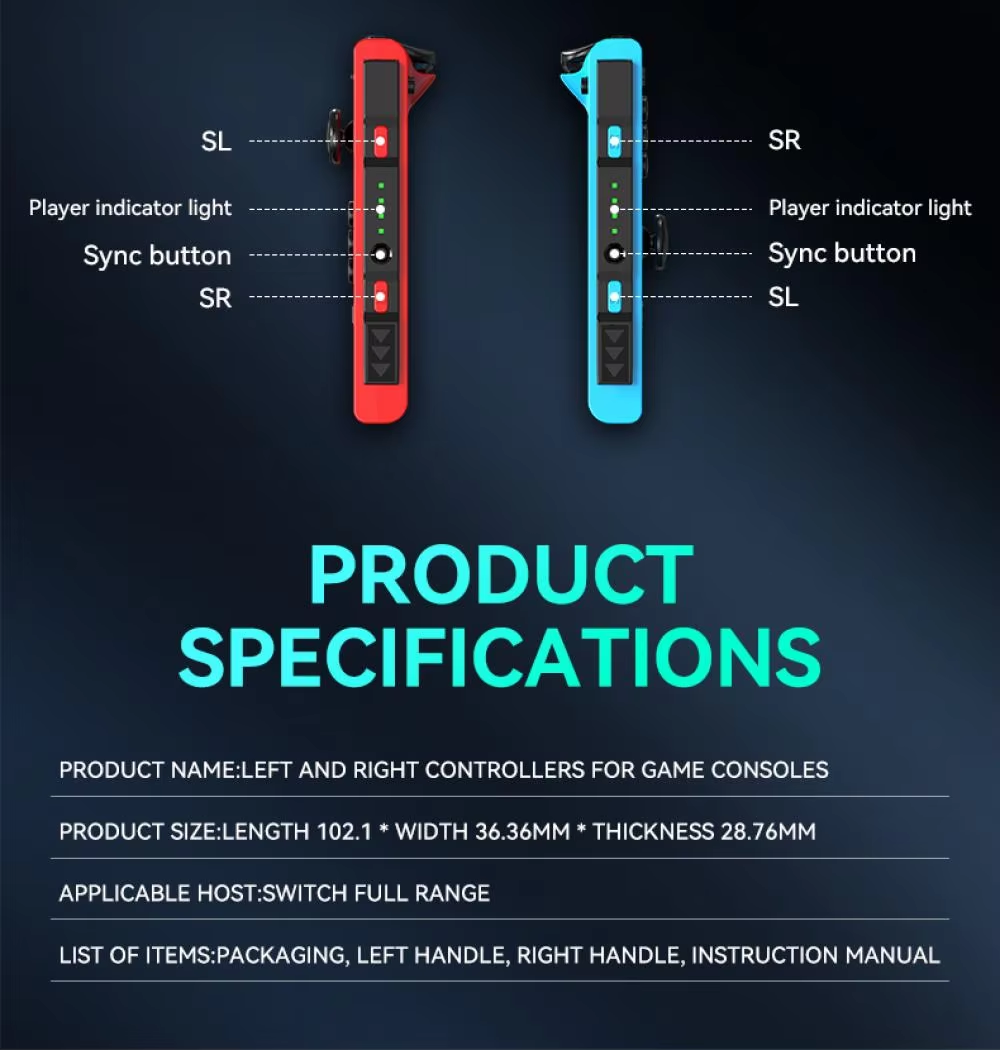 Switch Controller for Nintendo Switch, Switch Remote Control Supports Dual Vibration/Motion Control/Screenshot/Wake-up, Red Blue