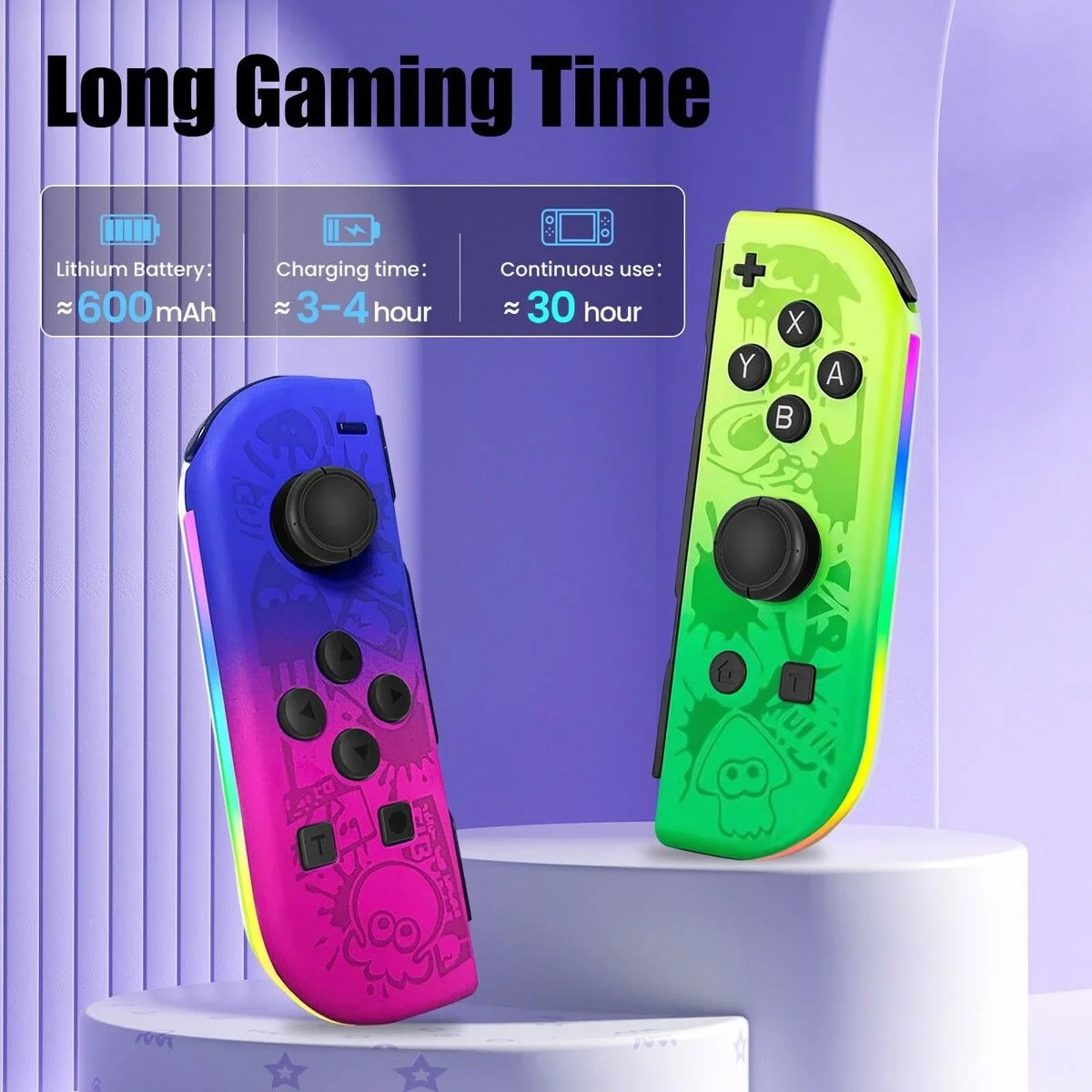 Switch Controller for Nintendo Switch, Switch Remote Control Supports Dual Vibration/Motion Control/Screenshot/Wake-up, Purple Green Print