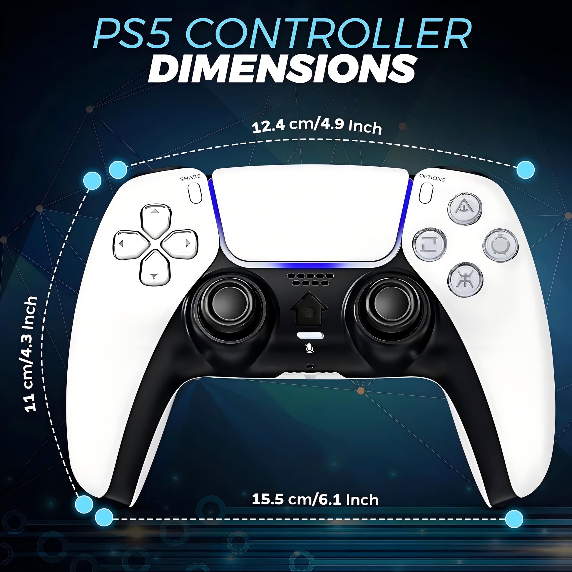 Wireless Controller Compatible for P5, Bluetooth 5.0 with 1000mAh Battery, Dual Vibration, 6-Axis Motion Control, USB-C Charging, Gamepad Compatible with P5/Windows PC, White