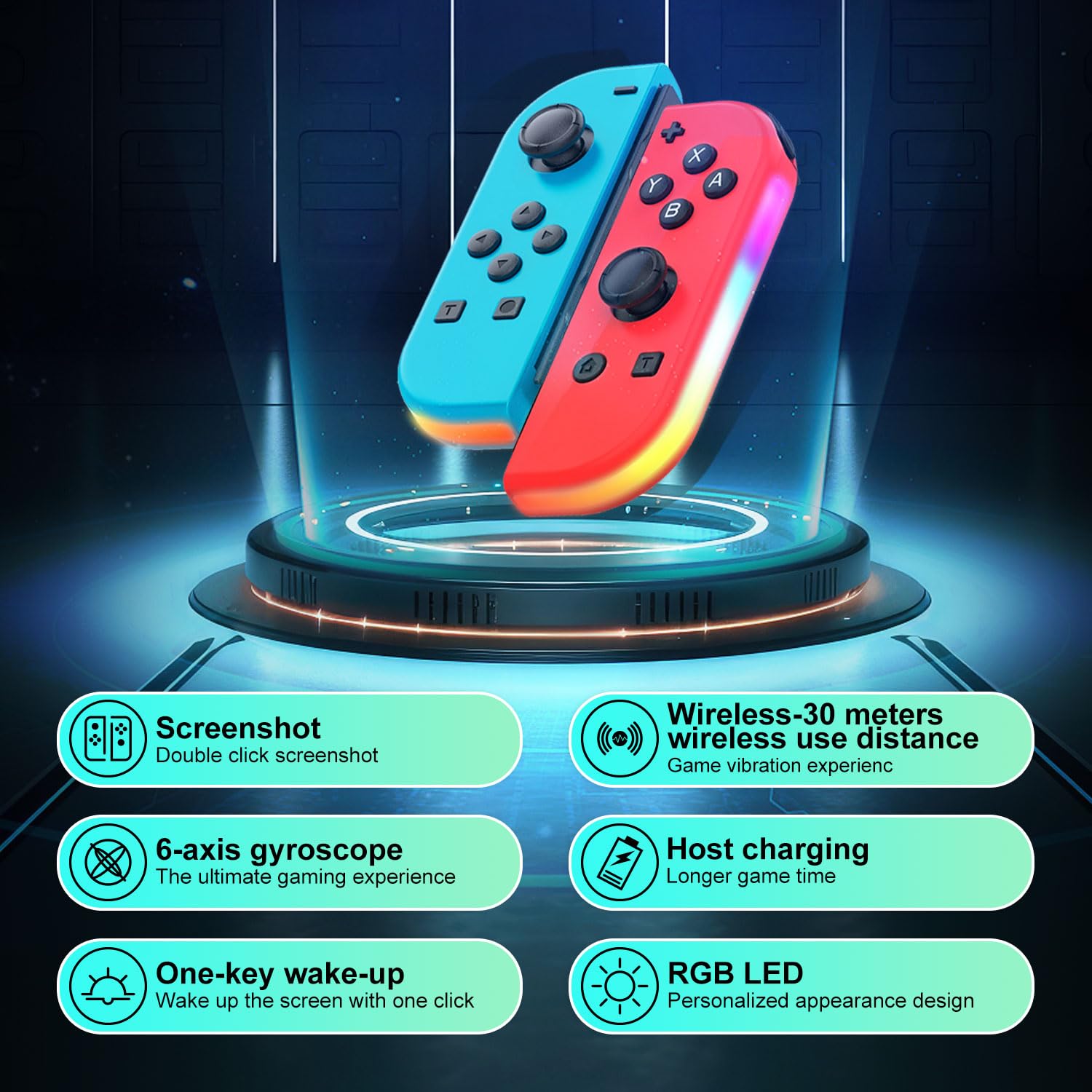 Switch Controller for Nintendo Switch, Switch Remote Control Supports Dual Vibration/Motion Control/Screenshot/Wake-up, Red Blue