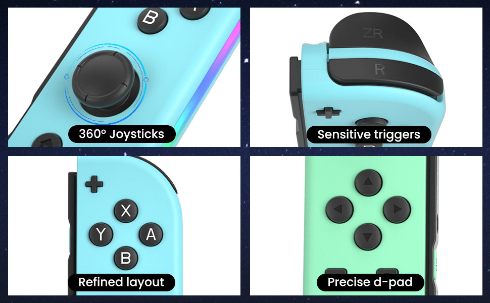 Switch Controller for Nintendo Switch, Switch Remote Control Supports Dual Vibration/Motion Control/Screenshot/Wake-up, Green Blue