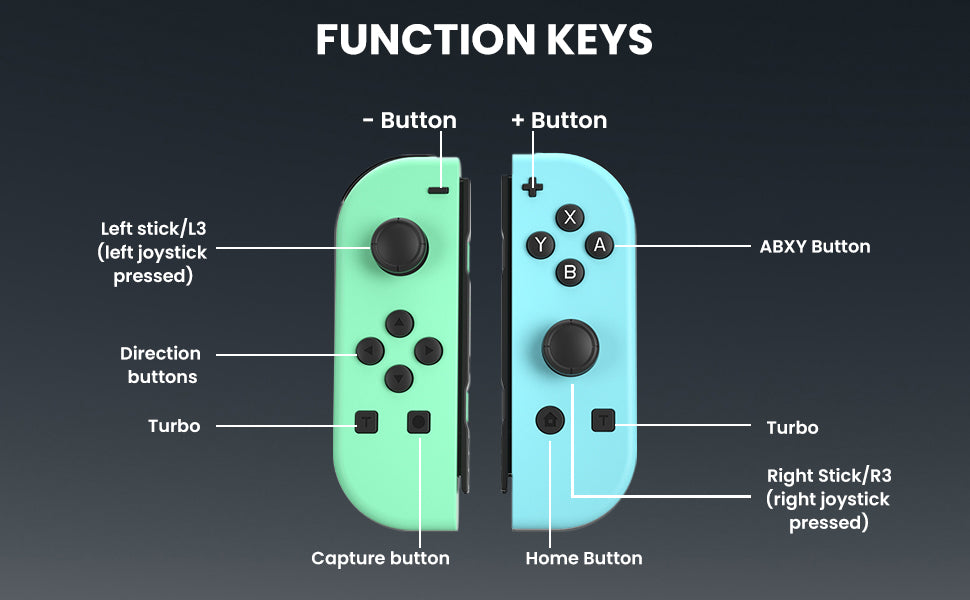 Switch Controller for Nintendo Switch, Switch Remote Control Supports Dual Vibration/Motion Control/Screenshot/Wake-up, Green Blue